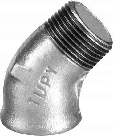 TUPY Winkel 45 Grad aus Messing verzinkt mit 3/4 Zoll Außengewinde und 3/4 Zoll Innengewinde in Silber - Bild 1