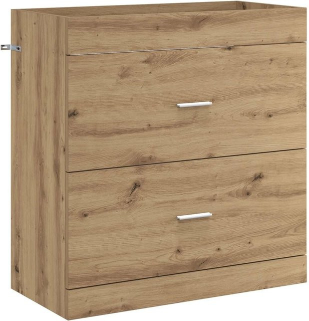 vidaXL Badunterschrank Artisan-Eiche in Braun mit Türen und Schubladen, Modernes Design, B/T/H: 78,5 x 37,5 x 81 cm - Bild 1