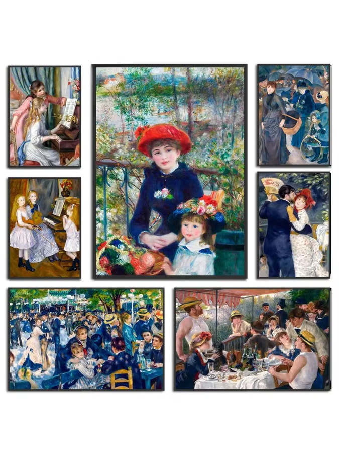 YUTTEE Wandkunst Poster Auguste Renoir und Claude Monet Porträt Tanz bei dem Moulin de la Galette Mehrfarbig B: 30,0 cm, H: 20,0 cm - Bild 3