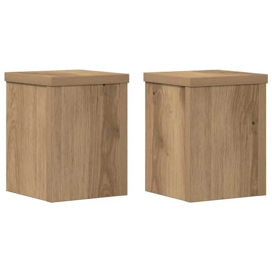 vidaXL Pflanzenständer 2er Set aus Holzwerkstoff in Artisan-Eiche, Farbe: Braun, B/T/H: 15 x 15 x 20 cm - Bild 2