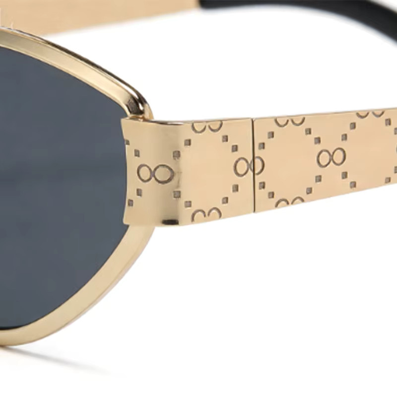 CHUANCHEN Sonnenbrille Cat Eye, Metall, Vollrand, Gold - Bild 3