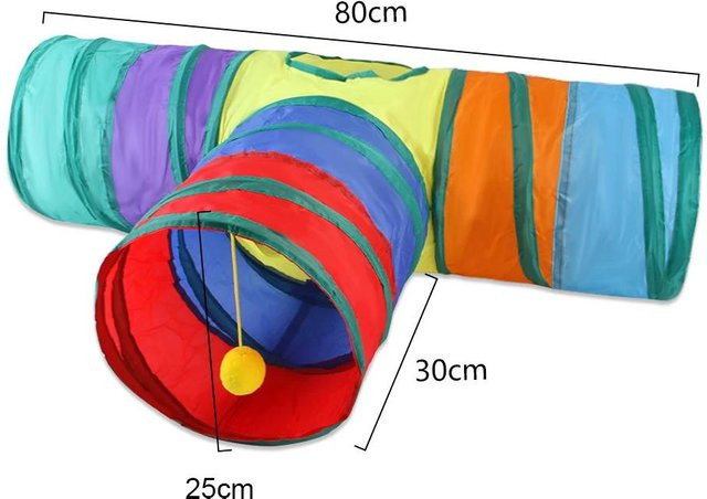 Regenbogen-Katzentunnel, interaktives Haustierspielzeug, faltbarer Katz-Hund-Spielplatz, Laufbahn, Bohrtrommel, rollender Drachentunnel - Bild 1