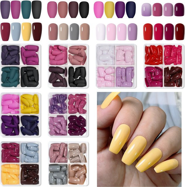 YADORNOS Künstliche Nägel, 96 Stück, Mix-Farben, matt, Damen - Bild 1