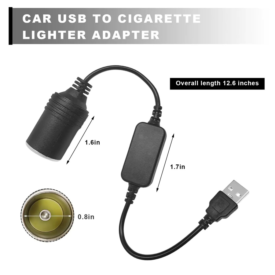 Kebidumei 5V zu 12V Zigarettenanzünder-Adapter mit USB-C Typ C Stecker auf Buchse in Schwarz - Bild 4