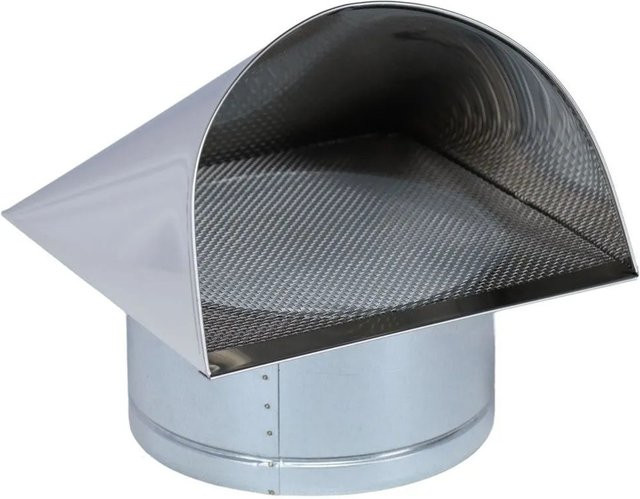 Subtiel Außenluft-Anschlussstutzen aus verzinktem Stahl mit Insektenschutzgitter und Edelstahlabdeckung, Durchmesser: 180 mm, Farbe: Silber/Weiß - Bild 1