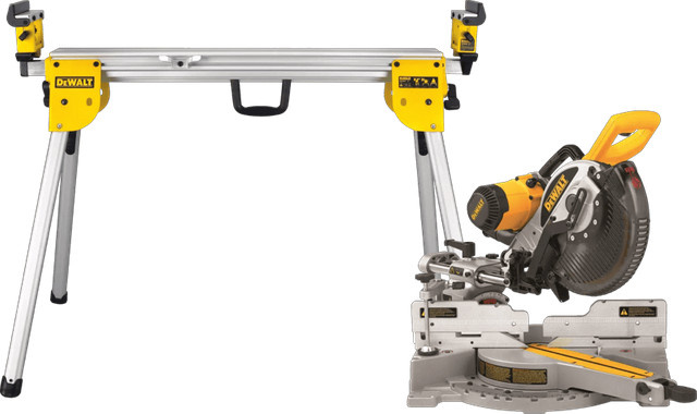 DeWalt Kombi-Set aus DWS727-QS Kappsäge und DE7033-XJ Sägeständer in Gelb - Bild 1
