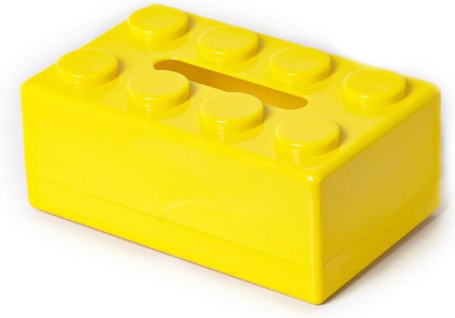 SEEQS Tissue Box Organizer in Baustein-Form, gelber Papierhalter für Badezimmer und Gesichtstücher - Bild 1