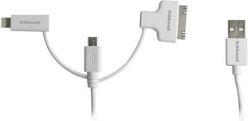 Hähnel USB-Ladekabel mit USB-A, Lightning, Micro-USB und Apple 30-poligem Stecker, Weiß, Länge: 1,50 m - Bild 1