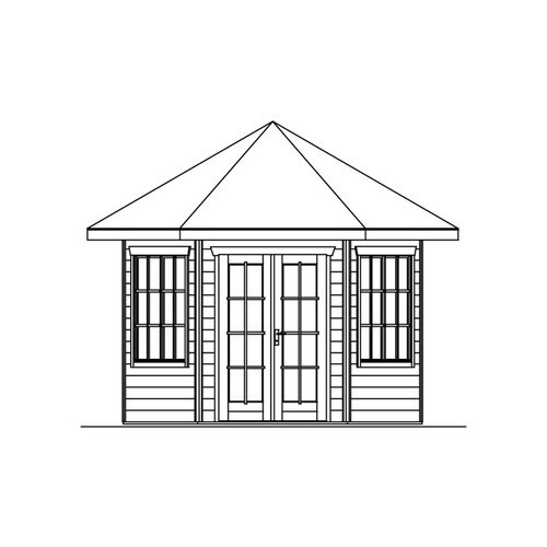 Skan Holz Gartenhaus Almelo aus Fichten-Blockbohlen in Schiefergrau B/H/T: 420 x 354 x 303 cm - Bild 4