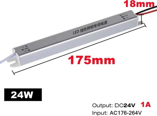 Ultradünnes LED-Schaltnetzteil als LED-Treiber für LED-Streifen mit Aluminiumgehäuse, 24V, AC 220V - Bild 1