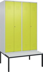 C+P Spind Classic PLUS Schwarz-Weiß mit integrierter Sitzbank, 4 Abteile, Zylinderschloss, B/T/H: 212,0 x 120,0 x 81,5 cm - Bild 1