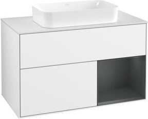 V&B Waschtischunterschrank Finion mit Wandbeleuchtung, Weiß lackiert, Breite: 100 cm, Tiefe: 60,3 cm - Bild 1
