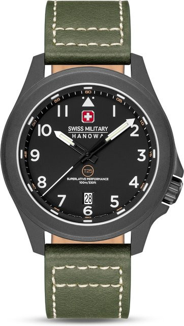 Swiss Military Hanowa Armbanduhr Fieldmaster, Quarz, Edelstahl, Leder, 42 mm, Herren - Bild 1