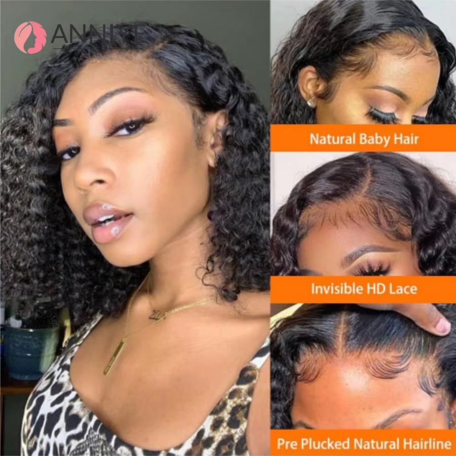 ANNIYE Kinky Curly Perücke, 100 % Echthaar, Bob, Damen - Bild 4