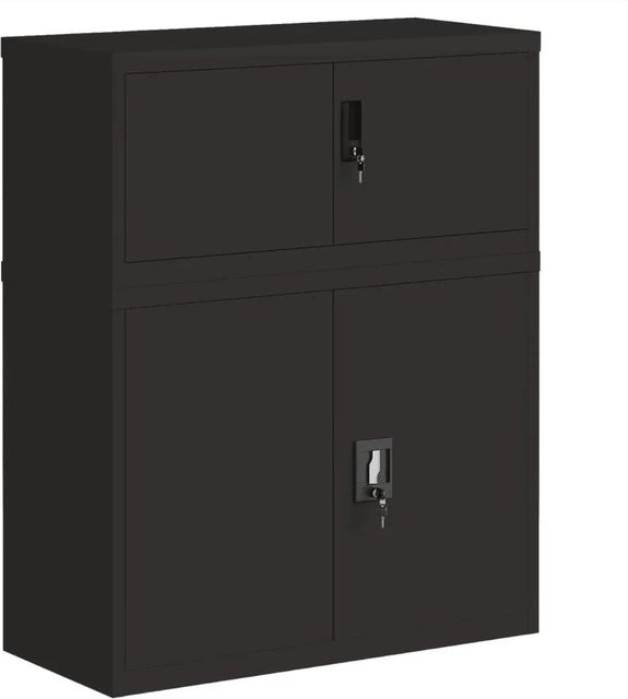 vidaXL Aktenschrank aus Stahl in Schwarz mit abschließbaren Türen und verstellbaren Regalböden, B/T/H: 90 x 40 x 110 cm - Bild 1