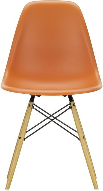 Vitra DSW Eames Plastic Side Chair in Orange mit Holzbeinen und mattem Kunststoff - Bild 1