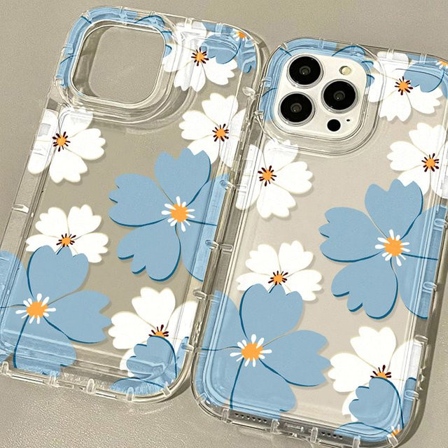 Transparente Silikon-Handyhülle mit Blumen-Design für Apple iPhone Modelle - Bild 1