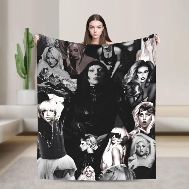 ZbrFive Lady Singer Rock-Album Flanell Überwurfdecke Y2K Tour, ultraweiche gestrickte Tagesdecke in Multicolour, Breite: 75 cm, Länge: 90 cm - Bild 1