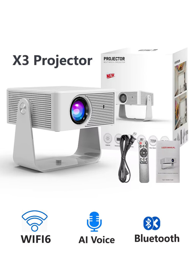 Blossom X3 Mini-Heimkino-Beamer in Weiß mit 1080P HD Auflösung, WiFi, Bluetooth und 360 Grad drehbarer Projektion für Android und iOS - Bild 5