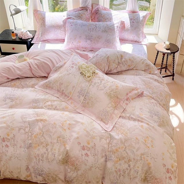 Bin Chi Textiles 3-teiliges Bettwäscheset aus 100% Baumwolle mit floralem Design in Pink, B/H: 140 x 200 cm - Bild 1