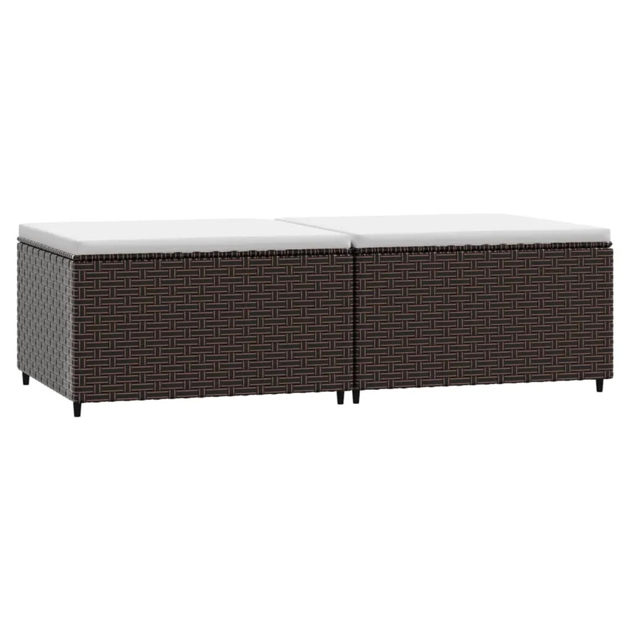 vidaXL Gartenhocker Set aus Poly Rattan mit Kissen in Braun - Bild 2