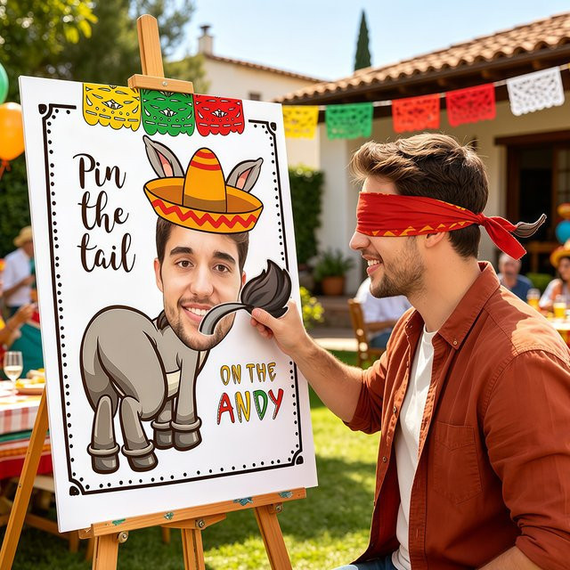 cyuan Personalisiertes Foto-Pin-the-Tail-Partyspiel-Set, Partyspiel, 1-teiliges Set - Bild 1