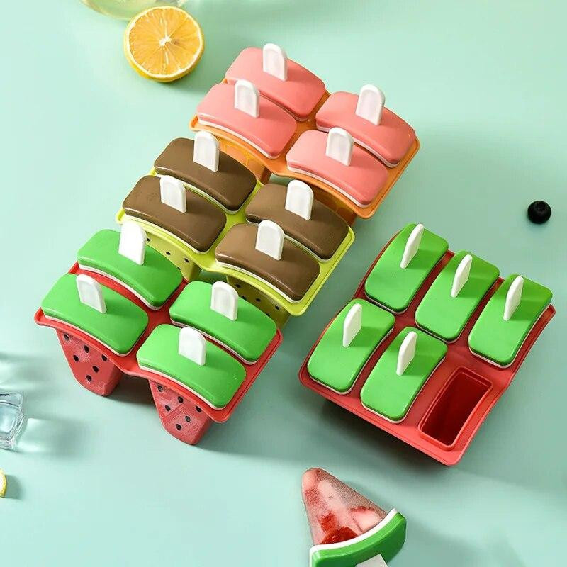 Love Home Garden Eiscreme-Form in Wassermelonen-Design mit Deckel, rot, ideal für DIY Eis am Stiel aus Saft oder Milch - Bild 3