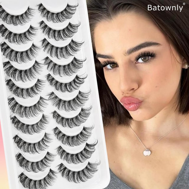 Batownly Künstliche Wimpern, D-Curl, Nerzhaar, 10 Paar, 6–16 mm, Unisex - Bild 1