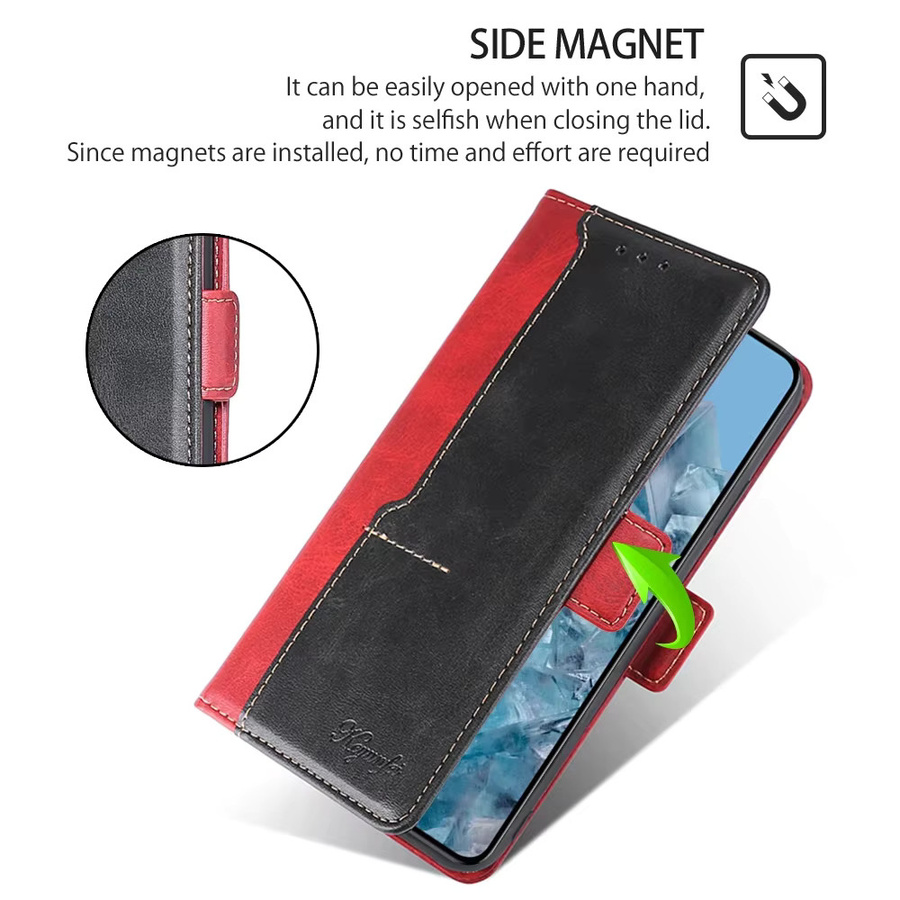 Magnetische Leder-Klapphülle mit Kartenfächern als Brieftaschen-Handyhülle für Google Pixel 8 7 6 Pro 5 4 XL und 8A in Braun oder Rot - Bild 4