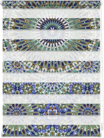 Lichtblick Duo-Rollo Klemmfix mit orientalischem Muster in Blau Grün, B: 150 cm, H: 100 cm - Bild 1