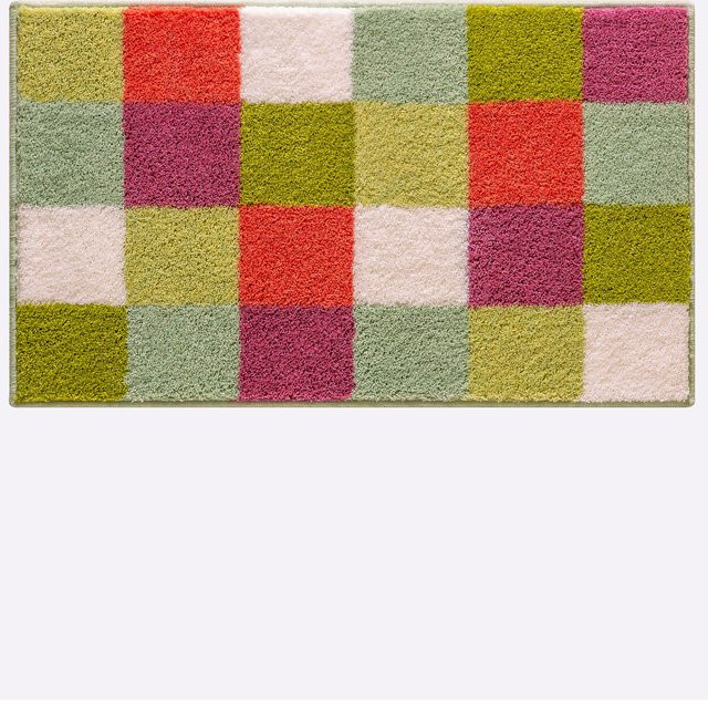 Rutschfeste Badematte aus Polyacryl in Grün und Multicolour, geeignet für Fußbodenheizung - Bild 1