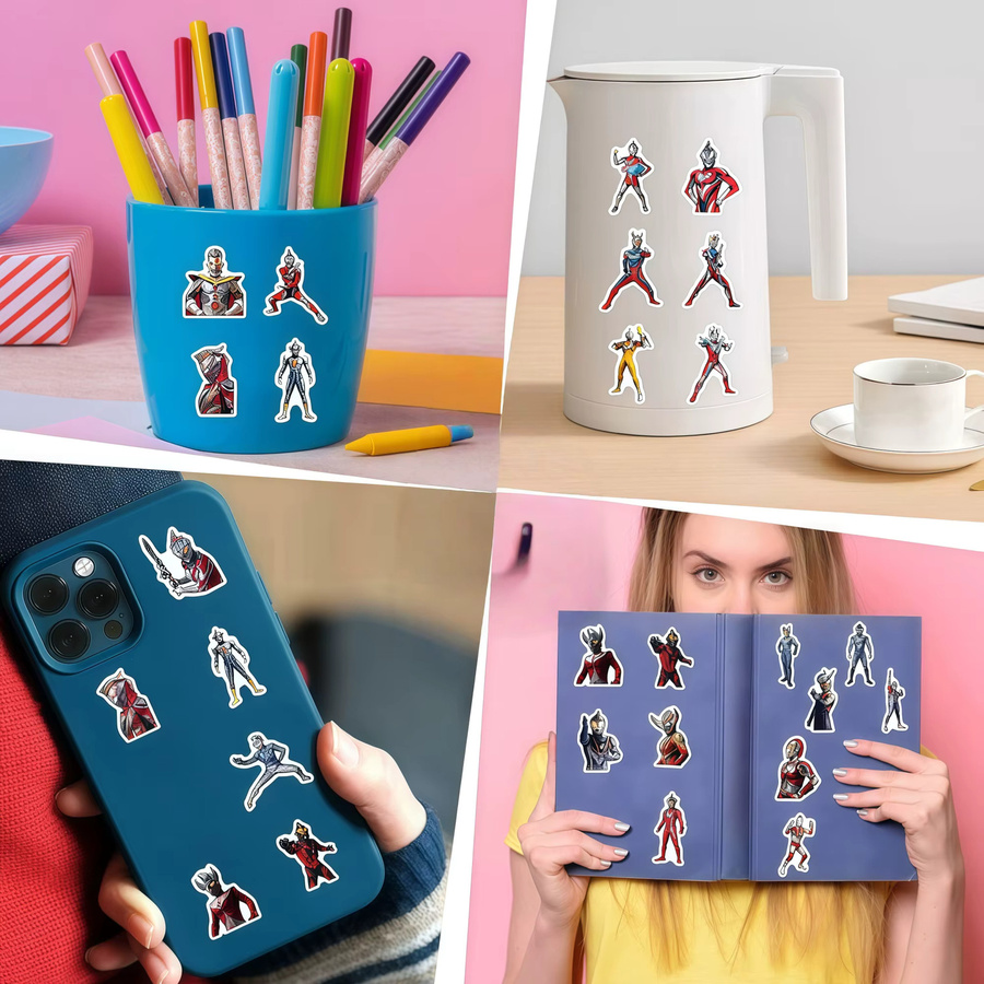 100 Stück Ultraman Anime Aufkleber aus wasserfestem PVC in Multicolour für Laptops und Wasserflaschen - Bild 6