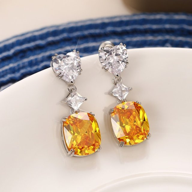 Huitan Ohrringe, Gold, gelbe Zirkonia, Damen - Bild 1