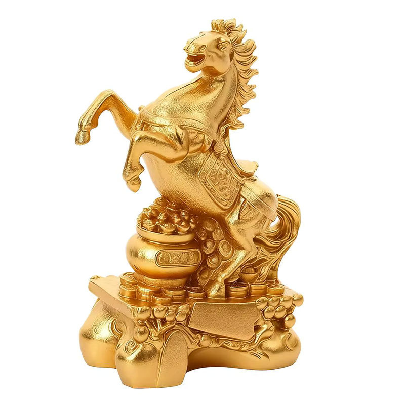KITPIPI Feng Shui Pferde-Statue 2026 Jahr des Pferdes in Gold als dekoratives Glücks- und Reichtums-Ornament aus Kunststoff und Metall - Bild 7