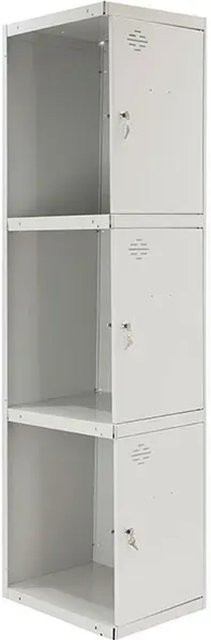 PROREGAL Spind AMEGO Anbaumodul mit 3 Abteilen, Schließfach Garderobe, Grau, H x B x T: 180 x 30 x 50 cm - Bild 1