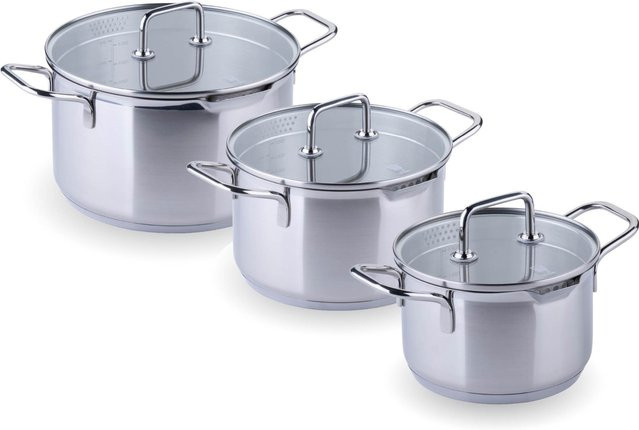 Fackelmann Topfset Nürnberg 6-teilig aus Edelstahl und Aluminium in Silber mit Deckeln - Bild 1