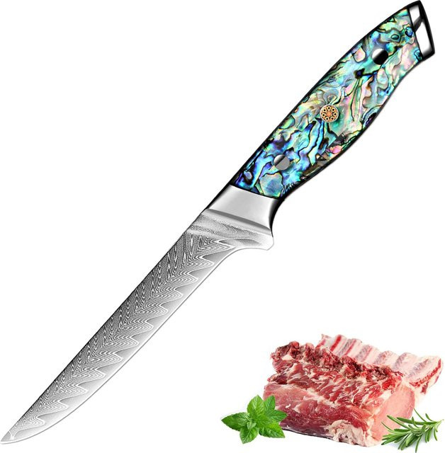 Xituo Damaststahl Ausbeinmesser mit flexibler Klinge, professionelles Filetmesser für Fisch, Geflügel und Fleisch, Mehrfarbig, Klingenlänge: 15,24 cm - Bild 1