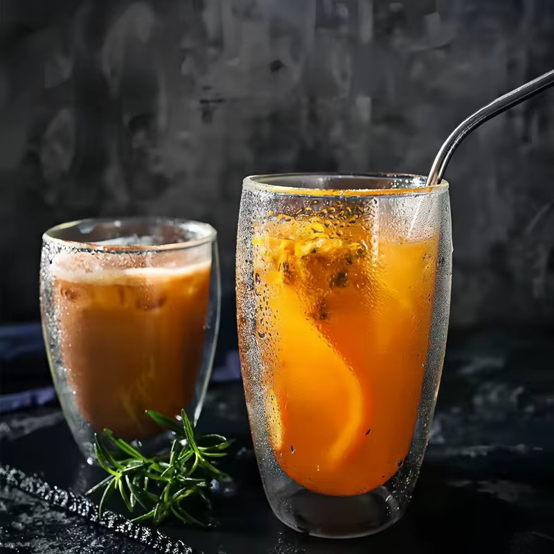 Doppelwandige isolierte Glastasse aus Glas in Transparent, handgefertigtes Trinkglas für Espresso, Tee oder Whisky - Bild 3