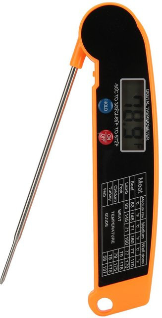 GoolRC Digitales Fleischthermometer in Orange mit sofortiger Temperaturanzeige, wasserdichtes Küchenthermometer für BBQ und Grill - Bild 1
