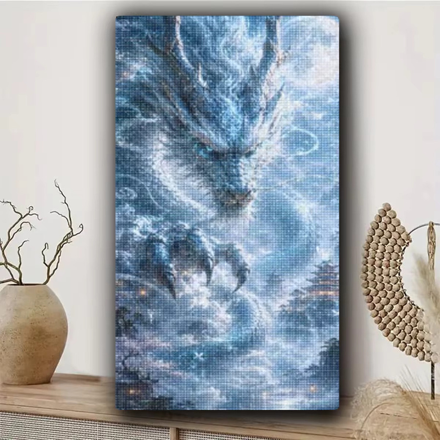 Beadsmile DIY Diamant-Stickerei Set Blauer Drache, Voll-Diamant-Mosaik mit Strass, B/H/T: 60 x 30 x 30 cm - Bild 2