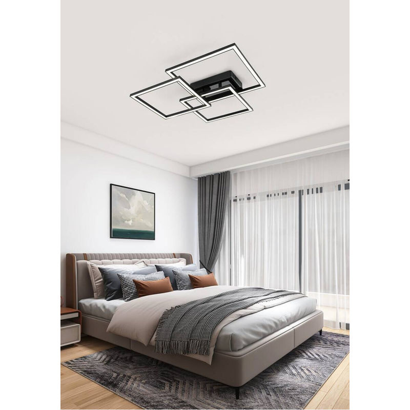 NOLO LED-Deckenleuchte Triple in Schwarz aus Kunststoff, B/H/T: 49,5 x 45 x 8 cm - Bild 3