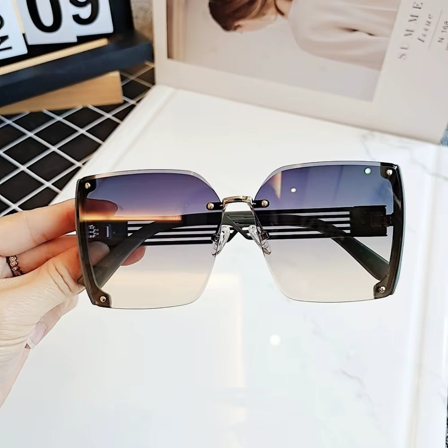 BMAD Sonnenbrille, Damen, randlos, rechteckig, Metall, schwarz - Bild 1