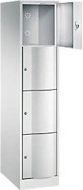 C+P Schließfachschrank Resisto mit 4 Fächern, Lichtgrau, B: 39,6 cm, T: 64,0 cm, H: 195,0 cm - Bild 1