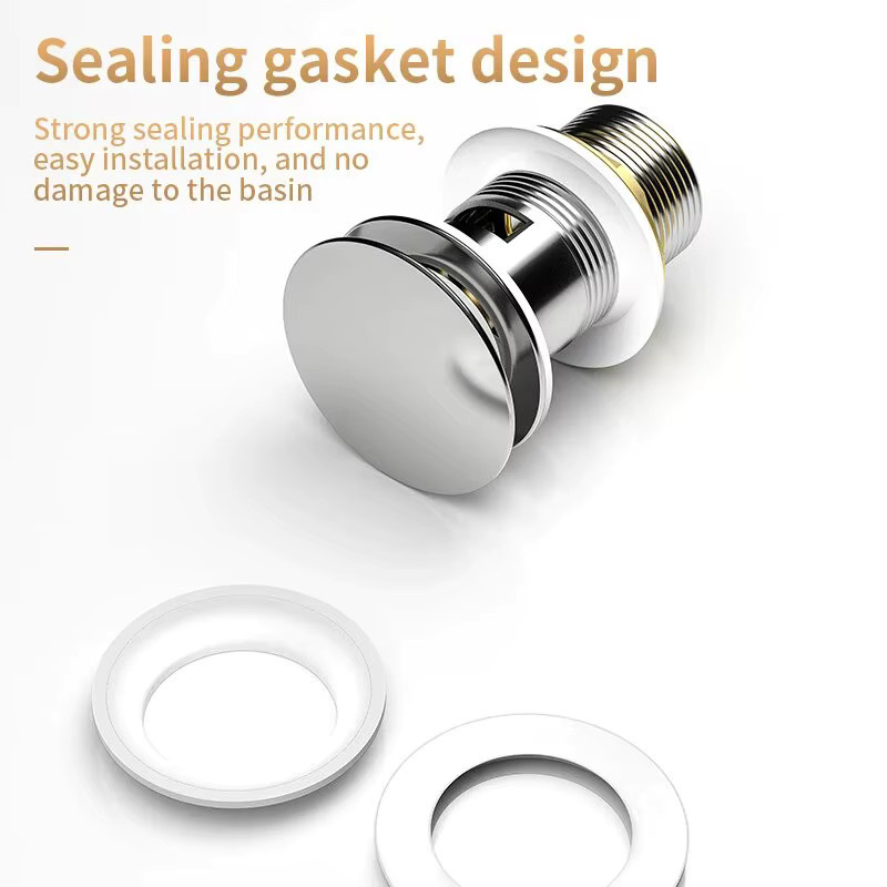 Waschbecken-Abflussventil aus Messing mit Push-Open-Funktion in Kupfer und Silber - Bild 2