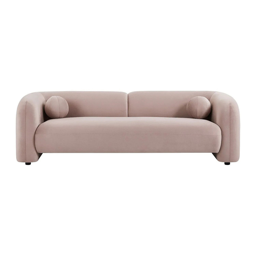 Ovotas Sofa in Rosa mit Samtbezug und Holzgestell, Breite: 226 cm - Bild 2