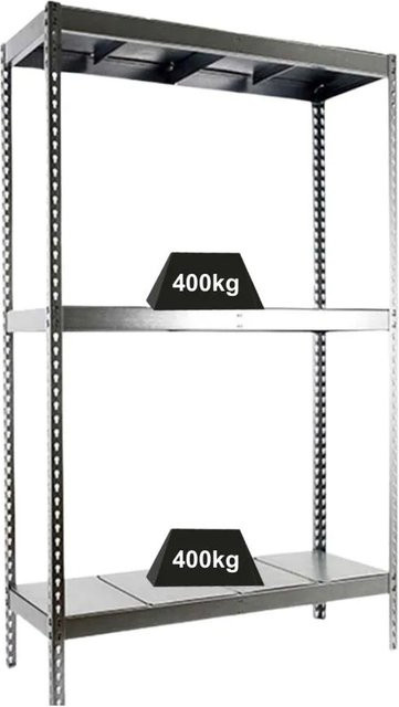 PROREGAL Schwerlastregal Big Metal Yeti Three aus verzinktem Stahl, Farbe Grau/Silber, H x B x T: 200 x 180 x 60 cm - Bild 1