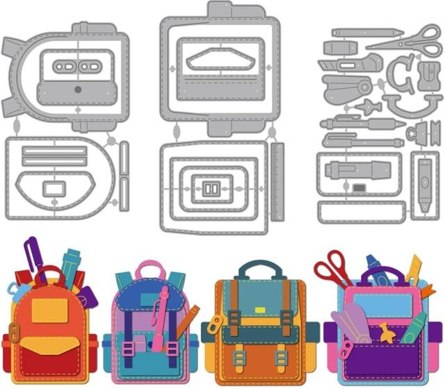 Metallstanzform Schultaschen für Scrapbooking und Bastelarbeiten in Mehrfarbig - Bild 1