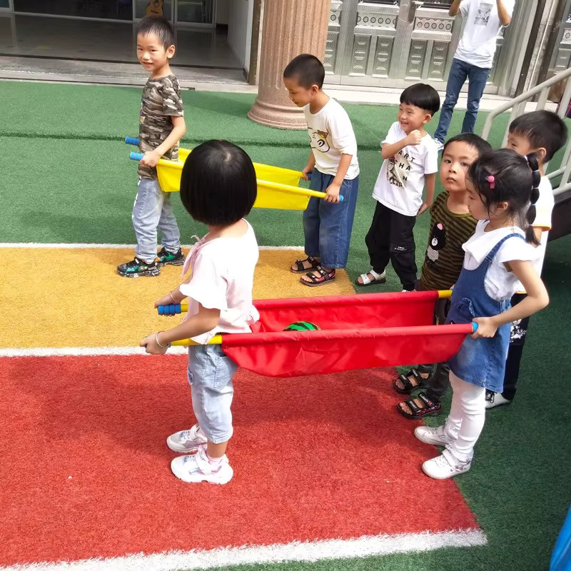 YJHITO Kinder-Teamwork-Spiel, Tragehilfe für Balltransport, Decke für Stafettrennen, bunt / mehrfarbig - Bild 3