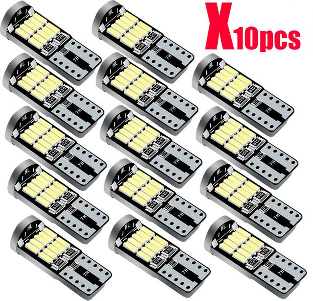 10er Set LED Canbus W5W T10 194 Auto Glühbirnen mit 26SMD in Weiß für Kennzeichen, Innenraum und Türleuchten - Bild 1