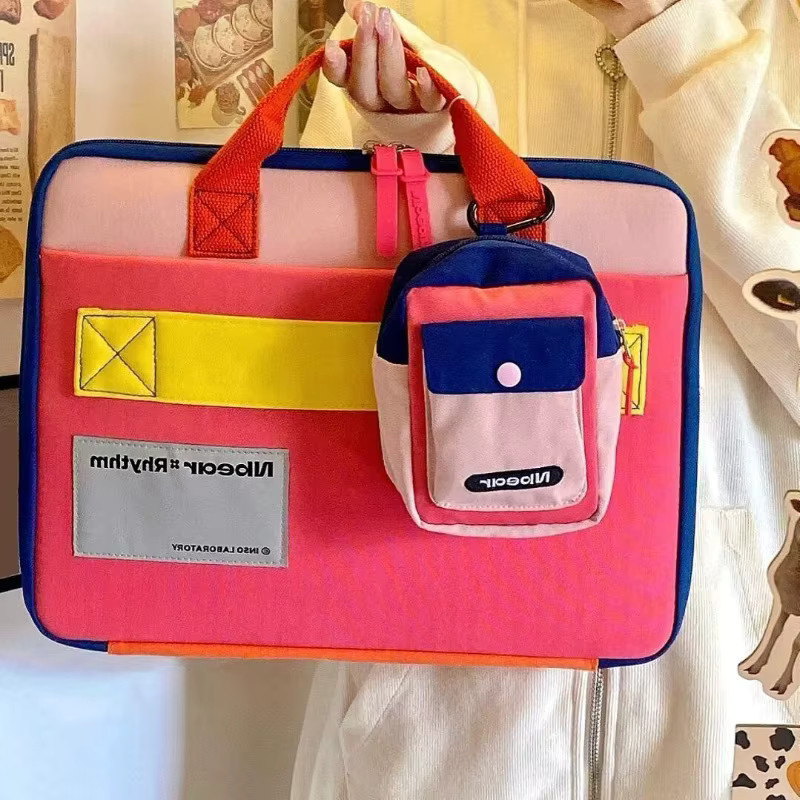 Stoßfeste Laptoptasche für 16-Zoll-Laptops und MacBook Pro 13, Tragbare Laptophülle und Computergehäuse in Pink und Multicolour - Bild 1